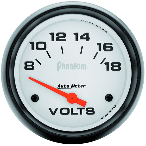 Autometer Gauge, Phantom, Voltmeter, 2 5/8 in, 18V, Electrical, Analog, Each