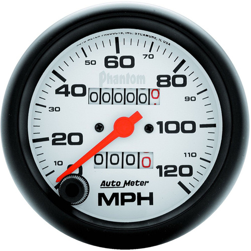Autometer Gauge, Phantom, Speedometer, 3 3/8 in., 120mph, Mechanical, Analog, Each