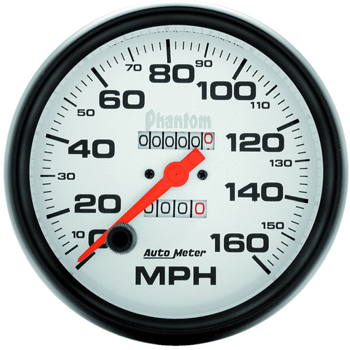 Autometer Gauge, Phantom, Speedometer, 5 in., 160mph, Mechanical, Analog, Each