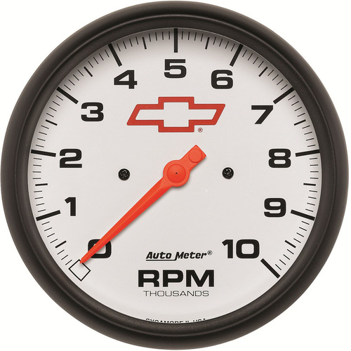 Autometer Gauge, Bowtie White, Tachometer, 5 in., 0-10K RPM, In-Dash, GM, Each