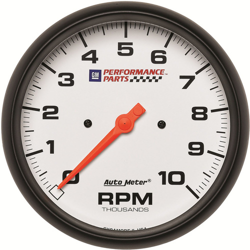 Autometer Gauge, Tachometer, 5 in., 0-10K RPM, In-Dash, GM Performance White, Each