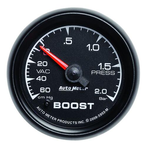 Autometer Gauge, Vac/Boost, 2 1/16", 60Cmhg-2.0Bar, Mechanical, Es, Es