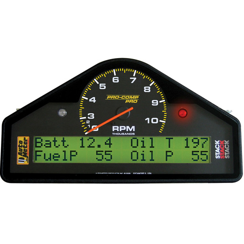 Autometer RACE DASH DISPLAY, 10.0-5K RPM/Mph/Fuel Pressure/Oil Pressure/OILT/Water Temp./Volt, PRO-COMP