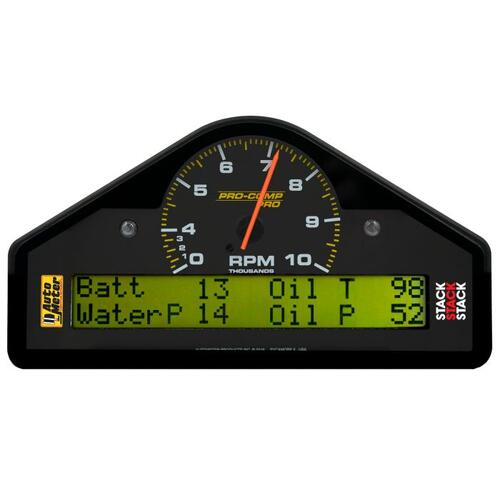 Autometer Race Dash Display, 10K Rpm/Wtrp/Fuelp/Oilp/Oilt/Wtmp/Volt, Pro-Comp, Pro-Comp