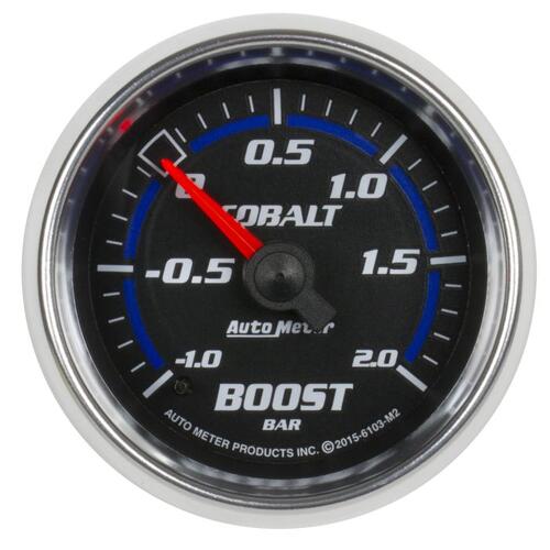 Autometer Gauge, Vac/Boost, 2 1/16", -1 - +2 Bar, Mechanical, Cobalt, Cobalt