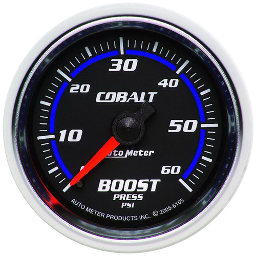 Autometer Gauge, Cobalt, Boost, 2 1/16 in, 60psi, Mechanical, Analog, Each