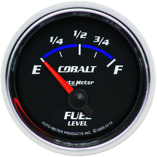 Autometer Gauge, Cobalt, Fuel Level, 2 1/16 in., 0-90 Ohms, Electrical, Analog, Each