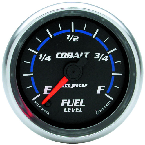 Autometer Gauge, Cobalt, Fuel Level, 2 1/16 in., 0-280 Ohms Programmable, Analog, Each