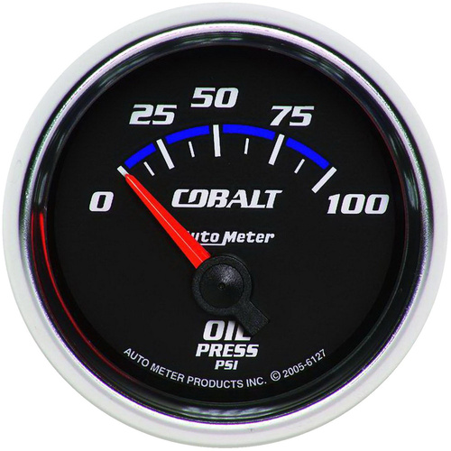 Autometer Gauge, Cobalt, Oil Pressure, 2 1/16 in, 100psi, Electrical, Analog, Each