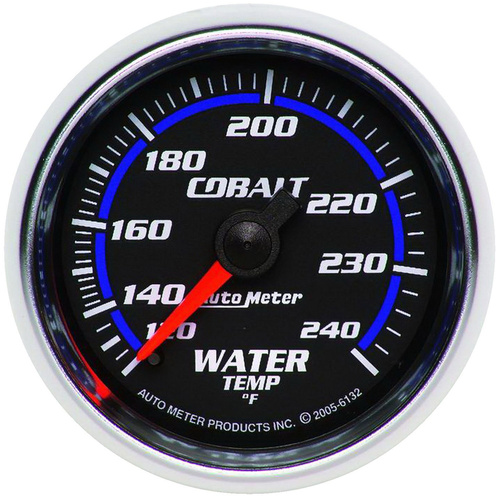 Autometer Gauge, Cobalt, Water Temperature, 2 1/16 in., 120-240 Degrees F, Mechanical, Analog, Each