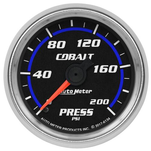 Autometer Gauge, Pressure, 2 1/16", 200Psi, Mechanical, Cobalt, Cobalt