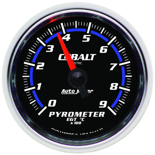 Autometer Gauge, Cobalt, Pyrometer (EGT), 2 1/16 in, 900 Degrees C, Digital Stepper Motor, Each