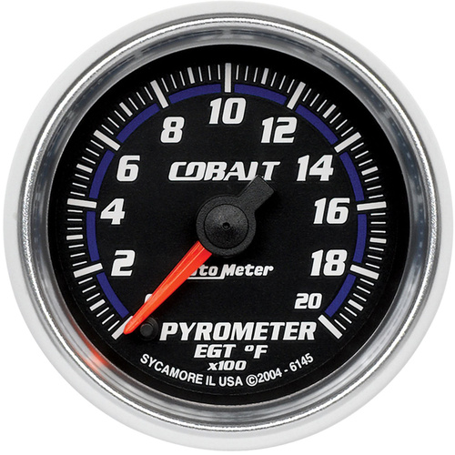 Autometer Gauge, Cobalt, Pyrometer (EGT), 2 1/16 in., 2000 Degrees F, Digital Stepper Motor, Analog, Each