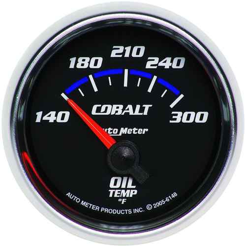 Autometer Gauge, Cobalt, Oil Temperature, 2 1/16 in., 140-300 Degrees F, Electrical, Analog, Each