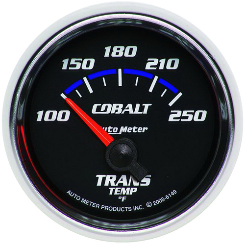 Autometer Gauge, Cobalt, Transmission Temperature, 2 1/16 in, 100-250 Degrees F, Electrical, Analog, Each