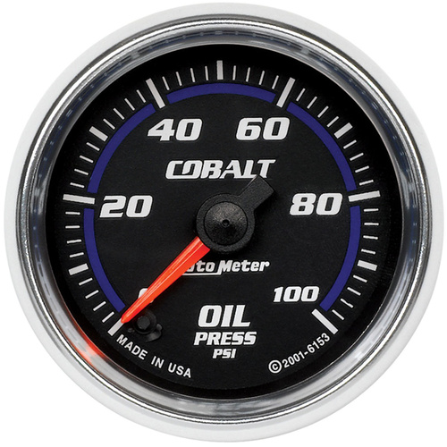 Autometer Gauge, Cobalt, Oil Pressure, 2 1/16 in., 100psi, Digital Stepper Motor, Analog, Each