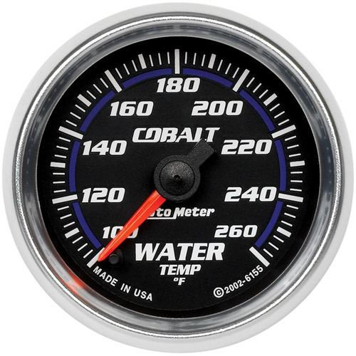 Autometer Gauge, Cobalt, Water Temperature, 2 1/16 in., 100-260 Degrees F, Digital Stepper Motor, Analog, Each