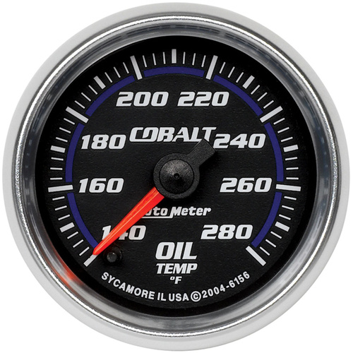 Autometer Gauge, Cobalt, Oil Temperature, 2 1/16 in., 140-280 Degrees F, Digital Stepper Motor, Analog, Each