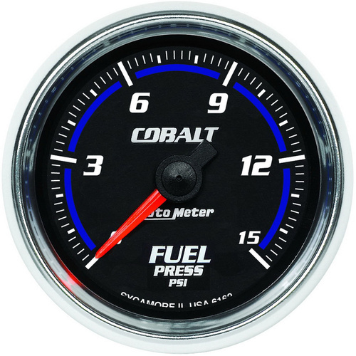 Autometer Gauge, Cobalt, Fuel Pressure, 2 1/16 in., 15psi, Digital Stepper Motor, Analog, Each