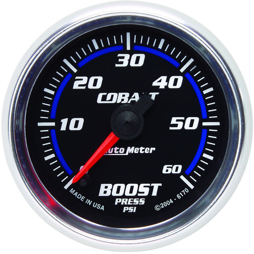 Autometer Gauge, Cobalt, Boost, 2 1/16 in, 60psi, Digital Stepper Motor, Analog, Each