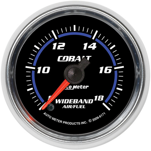 Autometer Gauge, Cobalt, AIR/FUEL RATIO-WIDEBAND, ANALOG, 2 1/16 in., 8:1-18:1, Stepper Motor,