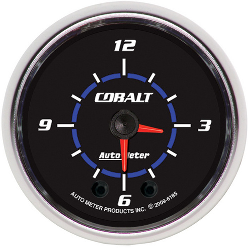 Autometer Gauge, Analog, Cobalt, Clock, 2 1/16 in., 12hr, Each