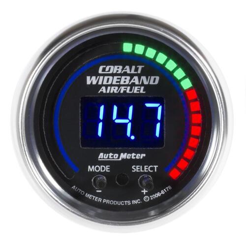 Autometer Gauge, Air/Fuel Ratio-Pro Plus, 2 1/16", 10:1-20:1, Digital W/ Pk & Wrn, Cobalt, Cobalt