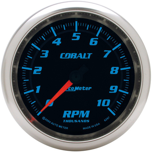 Autometer Gauge, Cobalt, Tachometer, 3 3/8 in., 0-10K RPM, In-Dash, Analog, Each