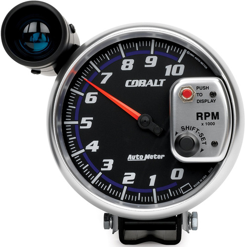 Autometer Gauge, Cobalt, Tachometer, 5 in., 0-10K RPM, Pedestal w/ EXT. Shift-Lite, Analog, Each