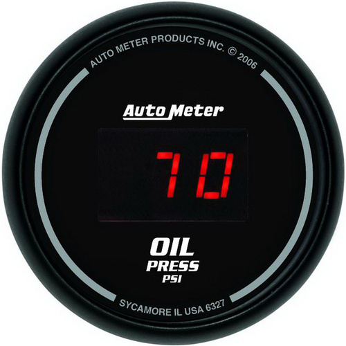 Autometer Gauge, Sport-Comp, Oil Pressure, 2 1/16 in., 100psi, Digital, Black Dial w/ Red LED, Digital, Each