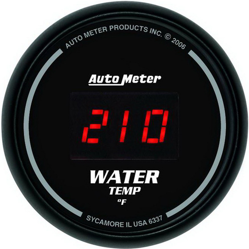 Autometer Gauge, Sport-Comp, Water Temperature, 2 1/16 in., 340 Degrees F, Digital, Black Dial w/ Red LED, Digital, Each