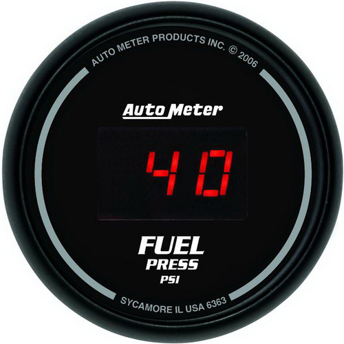 Autometer Gauge, Sport-Comp, Fuel Pressure, 2 1/16 in., 100psi, Digital, Black Dial w/ Red LED, Digital, Each