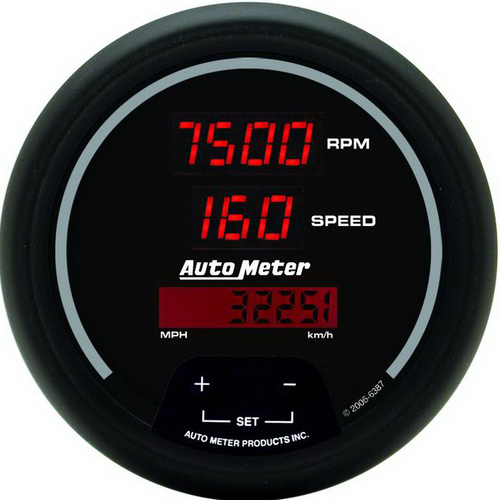 Autometer Gauge Sport-Comp Tachometer / Speedometer 3 3 / 8 in. 260mph / 260kmh / 0-10K RPM Progra