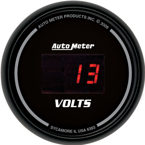 Autometer Gauge, Sport-Comp, Voltmeter, 2 1/16 in., 18V, Digital, Black Dial w/ Red LED, Digital, Each