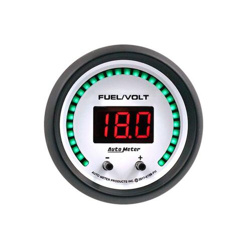 Autometer Gauge, Fuel/Volt, 2 1/16" Two Channel, Selectable, Phantom Elite Digital, Phantom