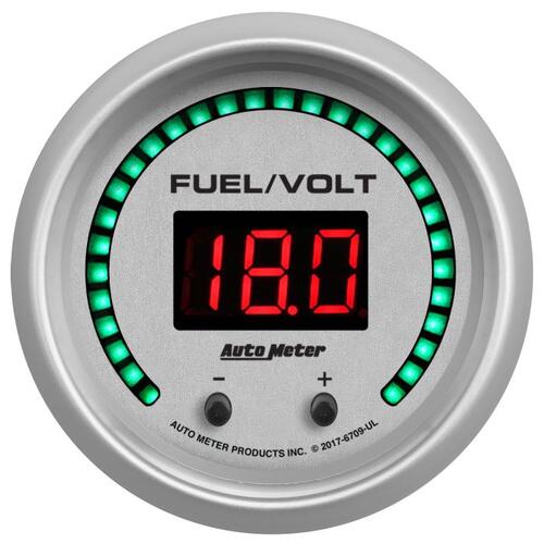 Autometer Gauge, Fuel/Volt, 2 1/16" Two Channel, Selectable, Ultra-Lite Elite Digital, Ultra-Lite