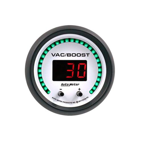 Autometer Gauge, Vac/Boost, 2 1/16", Two Channel, Selectable, Phantom Elite Digital, Phantom