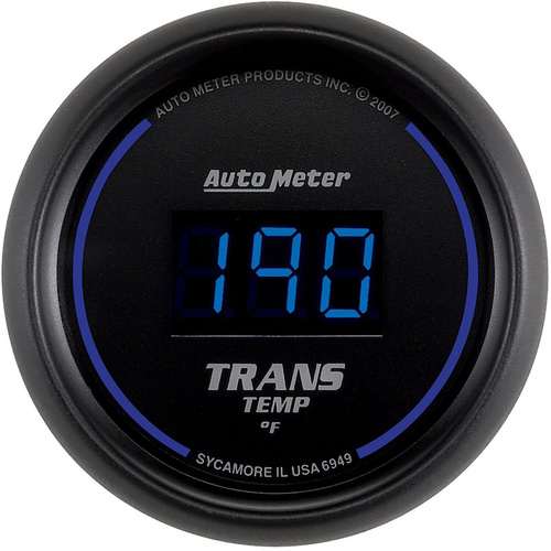 Autometer Gauge, Transmission Temperature, 2 1/16 in., 340 Degrees F, Digital, Black Dial w/ Blue LED, Digital, Each