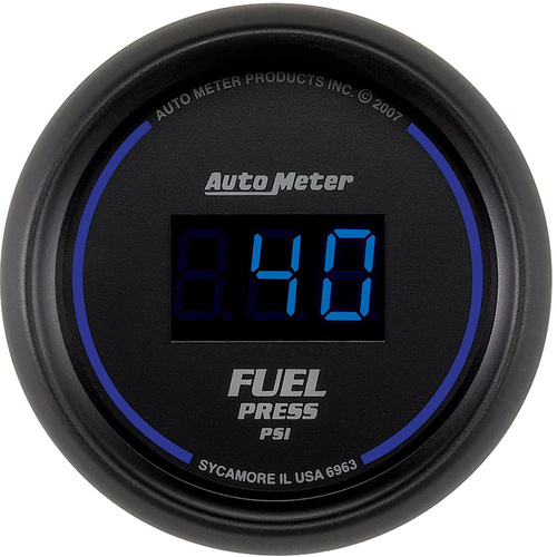Autometer Gauge, Cobalt, Fuel Pressure, 2 1/16 in., 100psi, Digital, Black Dial w/ Blue LED, Digital, Each