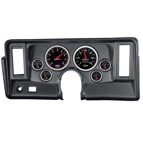 Autometer Direct Fit Dash Kit, Nova 69-76, Tach/Mph/Fuel/Oilp/Wtmp/Volt, Designer Black, Designer Bl