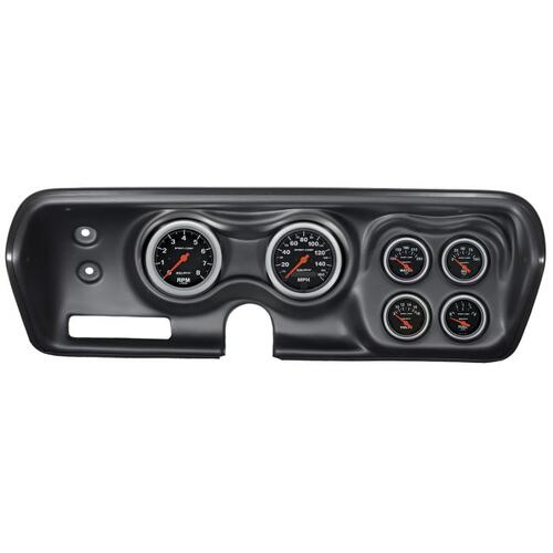 Autometer Direct Fit Dash Kit, Bbody/Chrgr/Gtx/Rdrnr/Sat 71-74, Rpm/Mph/Fuel/Oilp/Wtmp/Bat, Sc, Spor