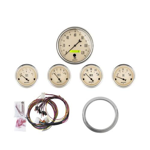 Autometer Direct Fit Dash Kit, Chevy Car 59-60, Mph/Fuel/Oilp/Wtmp/Bat, Ab, Antique Beige