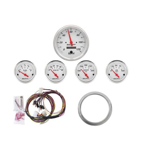 Autometer Direct Fit Dash Kit, Chevy Car 59-60, Mph/Fuel/Oilp/Wtmp/Bat, Aw, Arctic White