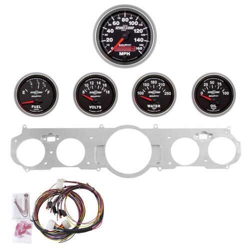 Autometer Direct Fit Dash Kit, Mustang 65-66, Mph/Fuel/Oilp/Wtmp/Bat, Sport-Comp Ii, Sport-Comp Ii