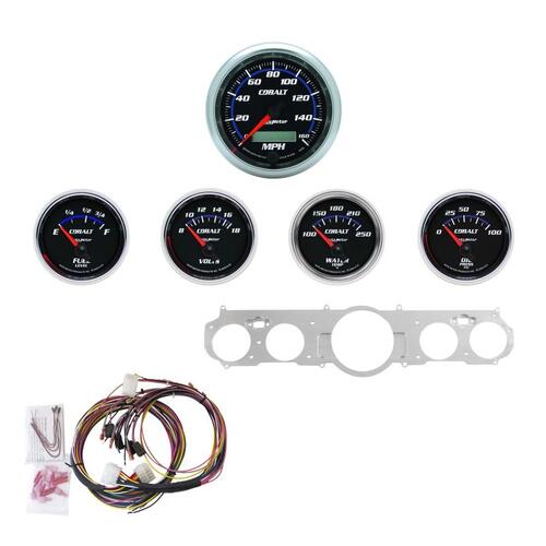 Autometer Direct Fit Dash Kit, Mustang 65-66, Mph/Fuel/Oilp/Wtmp/Bat, Cb, Cobalt
