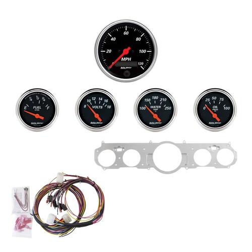 Autometer Direct Fit Dash Kit, Mustang 65-66, Mph/Fuel/Oilp/Wtmp/Bat, Db, Designer Black