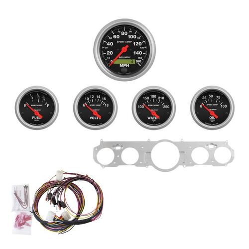 Autometer Direct Fit Dash Kit, Mustang 65-66, Mph/Fuel/Oilp/Wtmp/Bat, Sc, Sport-Comp