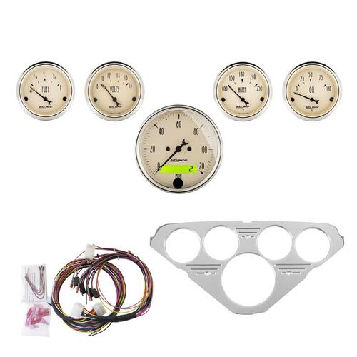 Autometer Direct Fit Dash Kit, Chevy Truck 55-59, Mph/Fuel/Oilp/Wtmp/Bat, Ab, Antique Beige