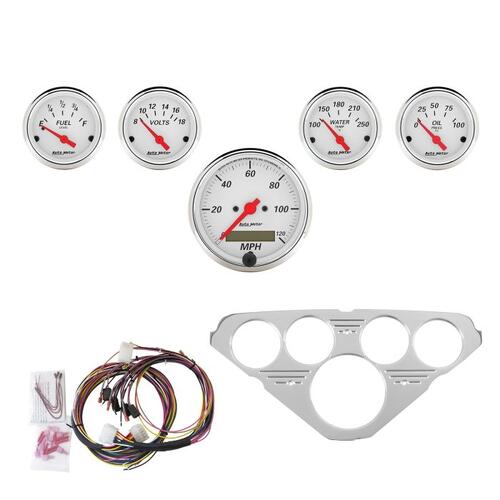 Autometer Direct Fit Dash Kit, Chevy Truck 55-59, Mph/Fuel/Oilp/Wtmp/Bat, Aw, Arctic White