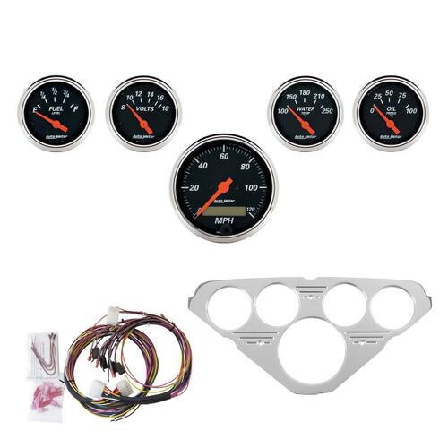 Autometer Direct Fit Dash Kit, Chevy Truck 55-59, Mph/Fuel/Oilp/Wtmp/Bat, Db, Designer Black
